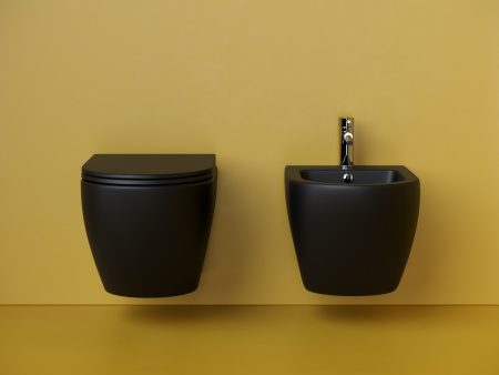 Унитаз подвесной Ceramica Nova METROPOL CN4002TMB черный с сиденьем микролифт безободковый смыв торнадо